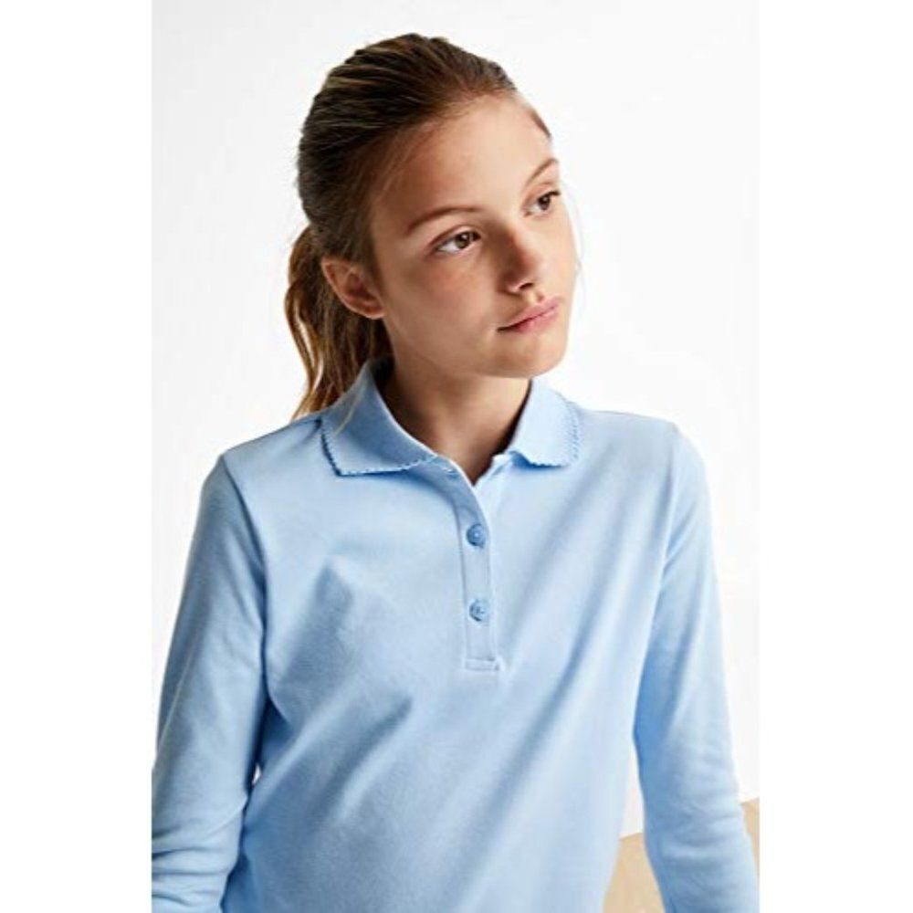 French Toast Girls Light Blue Long Sleeve Collar Polo Shirt Size S 6/6X Lot Of 2